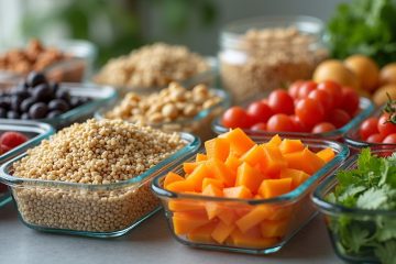 High-fiber meal plan with beans, whole grains, vegetables and fruit