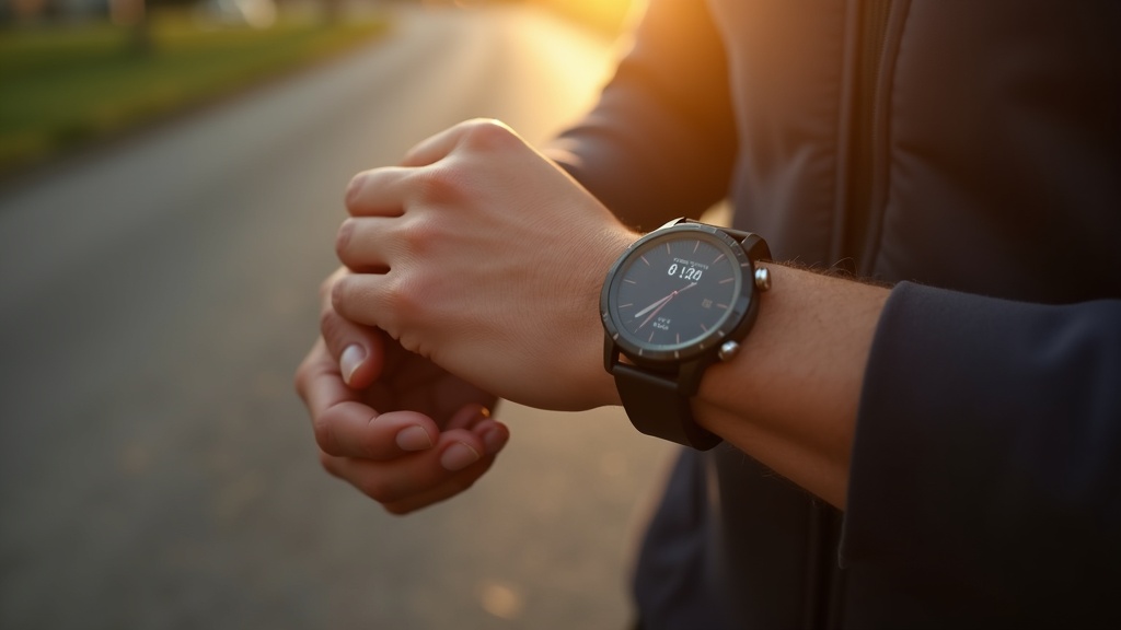 Checking resting heart rate on the wrist with a fitness watch