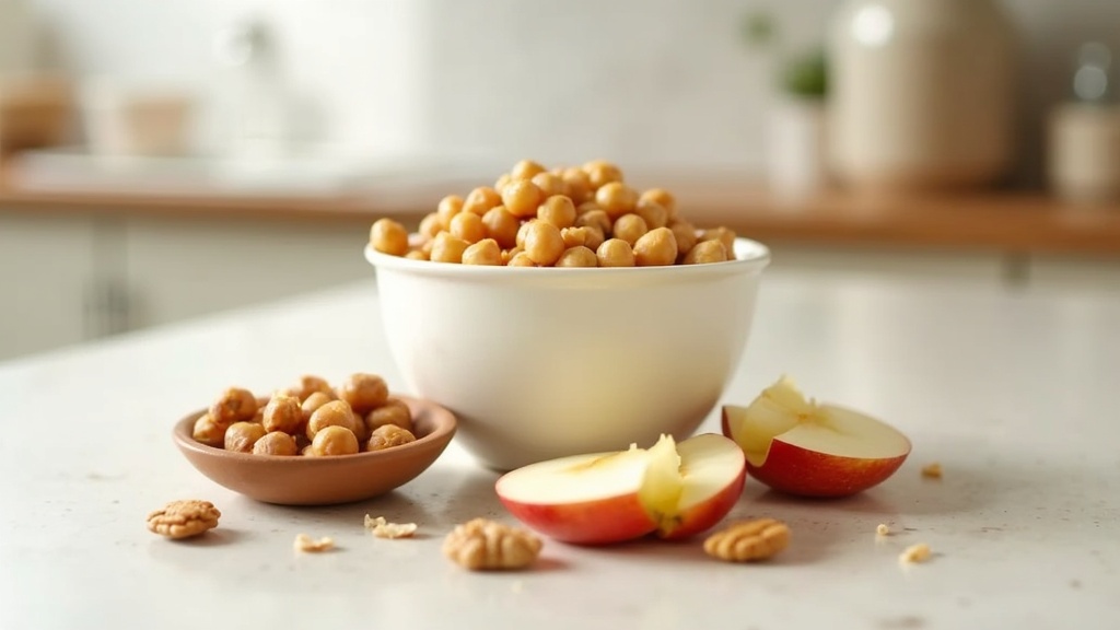 High-protein, high-fiber snack swaps including yogurt, roasted chickpeas and nuts