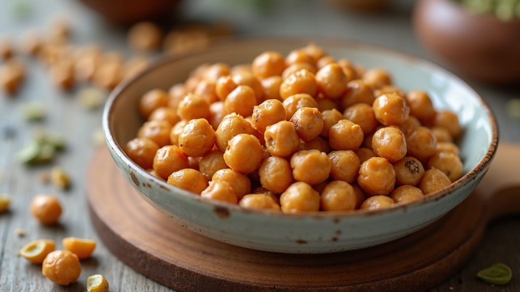 Roasted chickpeas and seeds as a high-fiber snack swap