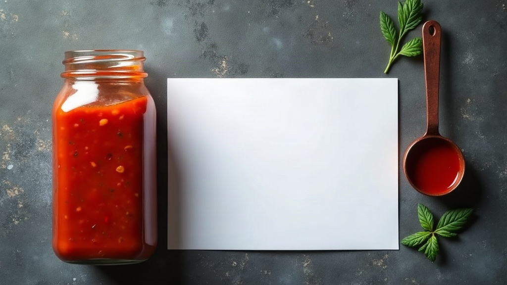 Jar of pasta sauce with a measuring spoon representing how to recalculate sodium per actual serving